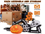 7ft Inflatable Halloween Decor with Lying Skeleton, 7 Built-in LED Lights, Black & White, 12V 1250mA 90127940