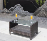 ZUN Outdoor patio Furniture Coffee Table with clear tempered glass 70485811