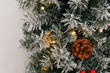 24in Pre-lit Battery Powered Christmas with Remote, Lighted Snow Flocked Artificial Xmas 84305804