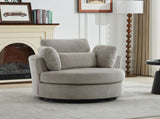 42''W Swivel Accent Chair With 2 Thorw Pillows 360 Degree Swivel Round Sofa Modern Oversized Chair W1298P199186