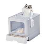 ZUN Large Enclosed Cat Litter Box with Lid Cover, Detachable Cat Toilet with Litter Scoop & Slide Out 04861288