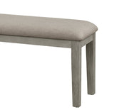 ZUN Fabric Upholstered Seat 1pc Bench Wire Brushed Light Gray Finish Wooden Frame Dining Room Furniture B011104624