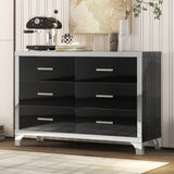 ZUN Elegant High Gloss Dresser with Metal Handle,Mirrored Storage Cabinet with 6 Drawers for N733P205355B