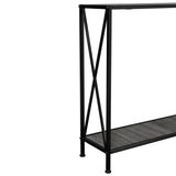 ZUN Grey MDF Countertop Black Wrought Iron Base 2 Layers Forked Console Table 04240871