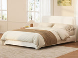 Boucle Queen Bed Frame with Adjustable Height Modern Platform Bed with Curved Cloud N733P439495K
