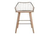Fixed-Height Barstool in Whitewashed Wood and Antique Copper Metal with Square Antique Copper Metal B202P471174