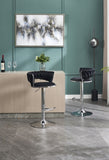 Set of 2 Bar Stools,with Chrome Footrest and Base Swivel Height Adjustable Mechanical Lifting Velvet 06163540