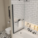 ZUN Bath tub Pivot shower screen, with 1/4" tempered glass and towel bar 3458 W2122131073