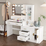 ZUN Large Makeup Vanity with Lights, Vanity Table with Charging Station, Vanity Desk with Mirror and 10 73638677