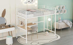 ZUN Twin Metal Loft Bed with Desk and Metal Grid,White 23730514