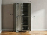 Distressed Gray 67" Tall Farmhouse Food Pantry Freestanding Cabinet with Multi-Level Adjustable 31486998