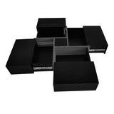 ON-TREND Unique Design Coffee Table with 4 Hidden Storage Compartments, Square Cocktail Table with WF305182AAB
