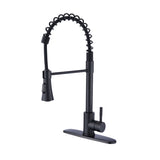 ZUN Commercial Kitchen Sink Faucet with Deck Plate Matte Black JYD0675MB