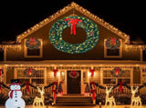 72in Pre-lit Christmas Wreath, Lighted Artificial Xmas Wreath with 300 Warm White Lights and 1200 97320150