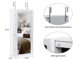 Non Full Wooden Wall Mounted 4-Layer Shelf, 2 Drawers, 8 Blue LED Lights, Jewelry Storage 87850025