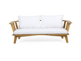 Outdoor Wooden Loveseat with Cushions - White/Teak - 55.50" W x 27.00" D x 25.50" H 70334.00WHI