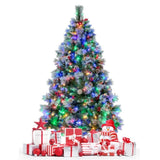 6ft Pre-Lit Christmas Tree - 55 Red Berries 55 Pine Cones, Changeable Lights & Easy Setup, Ideal 65193603