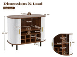 28" Fluted Wine Bar Cabinet with 8-Grid Wine Rack, 5-Level Adjustable Shelves, 2 Glass Holders, 96749371