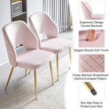 Pink Velvet Dining Chairs with Metal Legs and Hollow Back Upholstered Dining Chairs Set of 2 W1164P271252