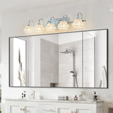 Brushed Nickel Finish Vintage Crystal Vanity Light - Elegant 5-Light Bathroom Mirror Fixture with W1340P206725