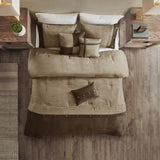 7 Piece Faux Suede Comforter Set Brown Cal King B03597293