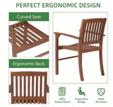 ZUN Patio Dining Chair Set of 2, Solid Wood Indoor Outdoor Furniture Brown W2640P207939