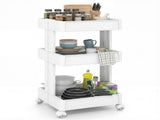 3 -Tier DIY Rolling Storage Cart,15.5" 14.5" 30" with Detachable Ventilated Trays for Kitchen & 75119826