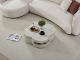 31.5" Clover Round Faux Marble Coffee Table No Assembly Required, Anti-Slip Raised Edge, Open W2664P462015