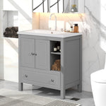 ZUN [VIDEO] 30" Bathroom Vanity with Sink, Bathroom Storage Cabinet with Doors and Drawers, Solid Wood 39598367