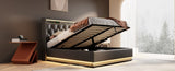 Queen size Upholstered bed, 360 surround LED function, Buttons/Apps/Remote Control, hydraulic N736P188807B