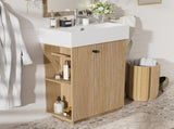 21.6" bathroom vanity with ceramic sink, freestanding modern right door wood grain cabinet with open N729P285503N