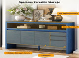 U_Style 60" 3-Door Sideboard with 3 Drawers - Modern Solid Ash Veneer MDF Sideboard, Semi-Open Shelf N711P289141V