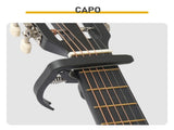 Matte Black 30-inch Round Acoustic Guitar with Picks, Strings, Capo, Case, Tuner, and Strap 42600814
