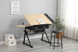 ZUN adjustable drawing drafting table desk with 2 drawers for home office and school with stool W347P151532