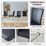 Modern minimalist dining chairs, black PU leather curved backrest and seat cushions, electroplated W1512P356180