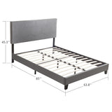 Queen Size Upholstered Platform Bed Frame, Wood Slat Support, Easy Assembly, Grey W2297P284555