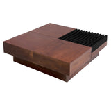 ITALIAN RETRO - INSPIRED ACACIA WOOD STORAGE COFFEE TABLE ,BROWN & BLACK COLOR N770P270584B