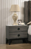 Two-tone Finish Wooden Nightstand with 2 Drawers, Foil Grey B016P251325