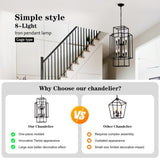 8-Light Metal Lantern Tiered Pendant Hanging Light Fixtures, Industrial Farmhouse Adjustable Height W1592P247044