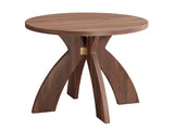 Round Side, 23.6 Inch Circular End with Curved Cross Legs, Melamine Laminated MDF Accent 72468890