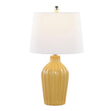 Rockwell 23" Contemporary Ceramic Table Lamp in Glossy Misted Yellow Ceramic, Polished Nickel and B202P224025