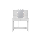 ZUN Makeup Vanity Desk With LED Lighted Mirror ,Dressing Table Set With 2 Large Drawers 10 LED Light W2232P170487