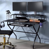 Rectangular Computer Desk with Keyboard Tray, Black B016P311805