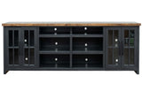 96 inch TV Stand Console for TVs up to 100 inches, No Assembly Required, Black and Whiskey Finish B108P160147
