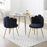 Modern Velvet Dining Chairs Set of 2, Woven Dining Chair with Golden Metal Legs, W1117P180621