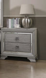 Contemporary 1pc Light Gray Brown Finish 2 Storage Drawer Nightstand End Table Mirrored Accents ESFCRMB7200-2