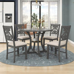 ZUN 5-Piece Round Dining Table and Set with Special-shaped Legs and an Exquisitely Designed Hollow 25692411