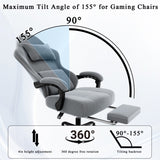 Ergonomic Gaming Chair, Video Game Chair with Massage Lumbar Support and Footrest, Height Adjustable 19714331