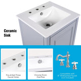 20.3" Bathroom Vanity with Sink, Functional Drawer, Door Shelf, Soft-closing Door, Grey N759P218643E