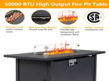 43-Inch Fire Table50000 BTU Gas Firepit with Volcanic Stone Black 45855548